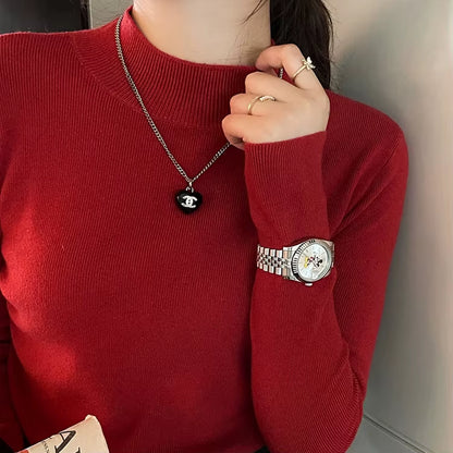 Turtleneck Sweater Women Fashion 2024 New Stretch Tops Women Knitted Pullovers Long Sleeve Bottoming Knitted Sweater