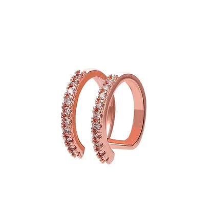 Korean Fashion Crystal Heart Ear Clip Earrings for Women Jewelry Ear Cuffs without Hole Single Double Layer Heart Fake Earrings