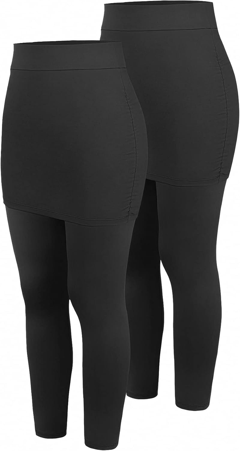 Womens Workout Tight Skirted Leggings for Women Legging Skorts Yoga Pants with Pocket