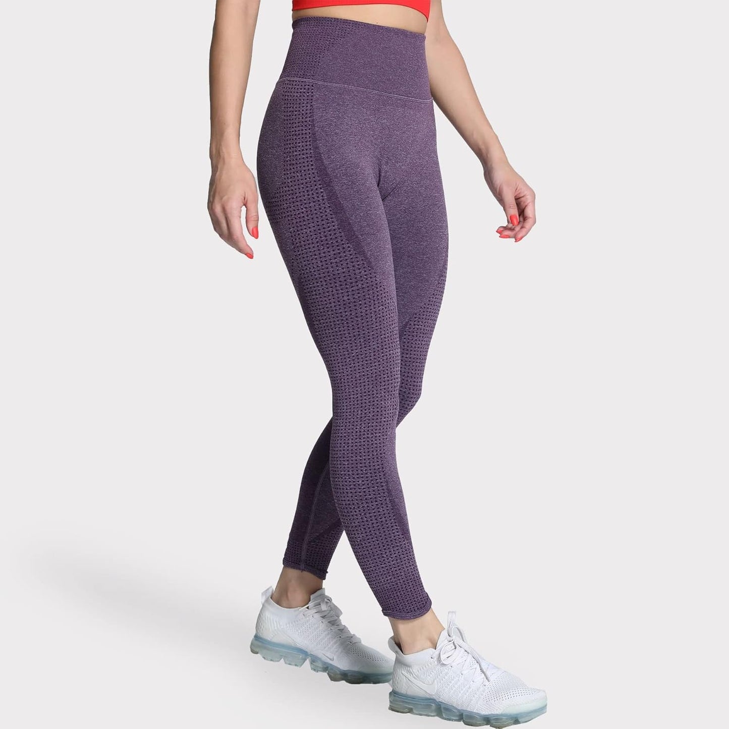 Women'S High Waisted Leggings with Pockets Seamless Scrunch Butt Lifting Workout Gym Vital Tummy Control Yoga Pants (Purple Marl, Medium)