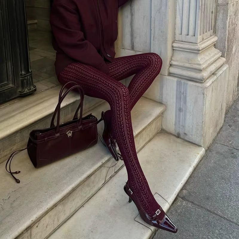 1 Pair Lolita Vintage Tights Women Fashion Hollow Out Pantyhose Sculpted Mesh Women Stockings for Dress 2025 Spring Legging