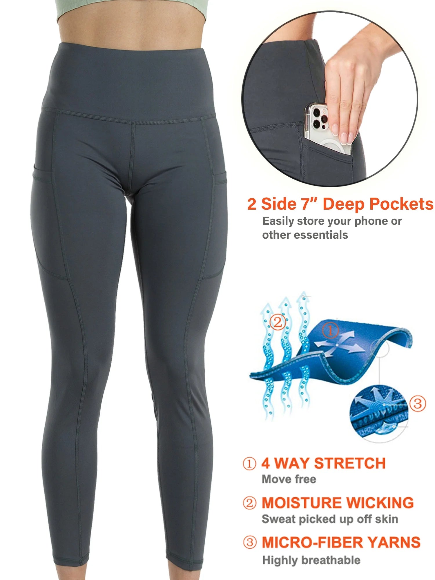 Women'S High Waist Yoga Leggings with Two Side Pockets Sports Legging Pants