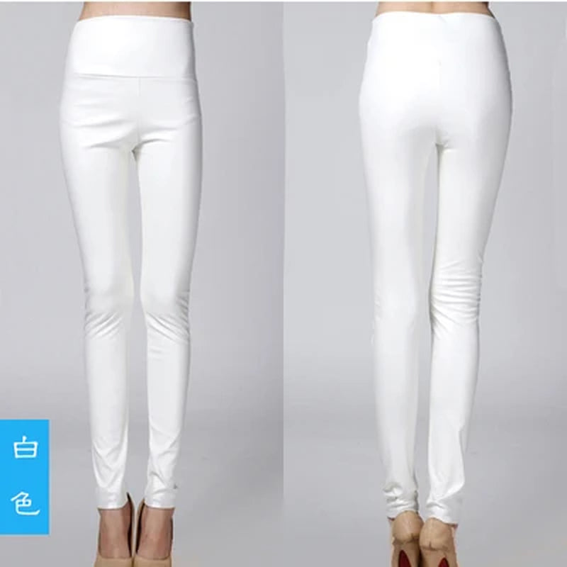On Sale Autumn Winter Women Ladies Warm Legging Leather Pants Female High Waist Stretchable Pencil Skinny Y2K Trousers