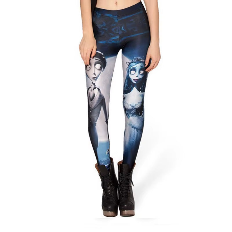 Fashion Design Women Black Galaxy Leggings Space Mechanical Steel Tube Air Bubbles Print Pants Legging GL-19