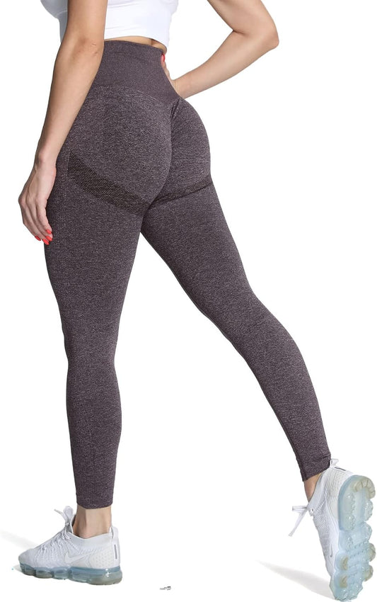 Women'S Scrunch Butt Lifting Leggings 2.0 Workout Seamless Booty Buttlift High Waisted Legging Yoga Pants (Dark Coffee Marl, X-Small)