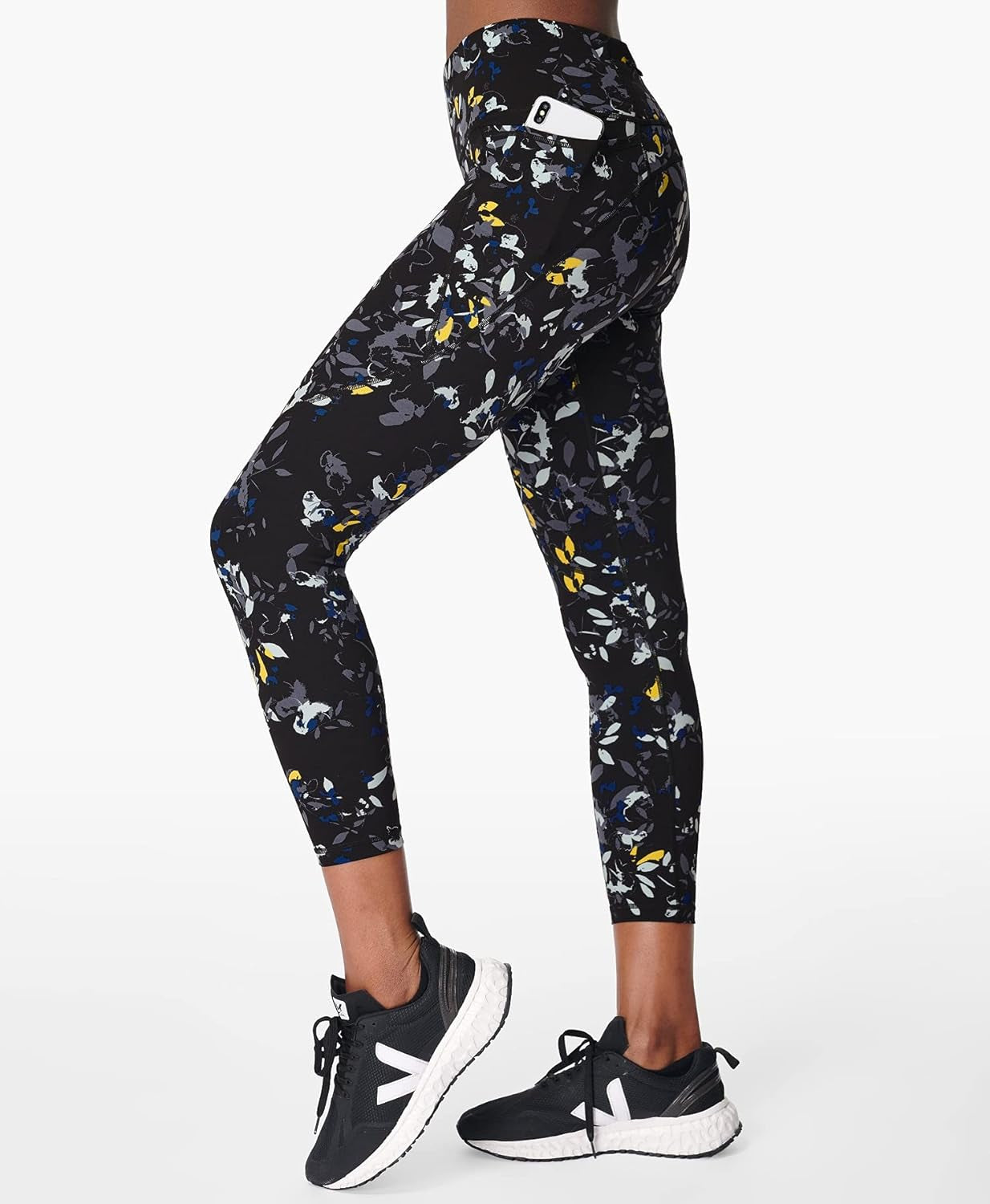 Power 7/8 Workout Leggings, Blue Floral Flow Print, XXS