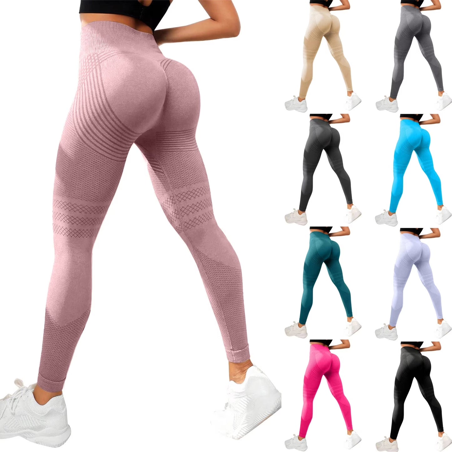 Scrunch Butt Lifting Leggings for Women Gym Seamless Workout Compression Leggings Tummy Control Butt Lift Yoga Pants Gray S
