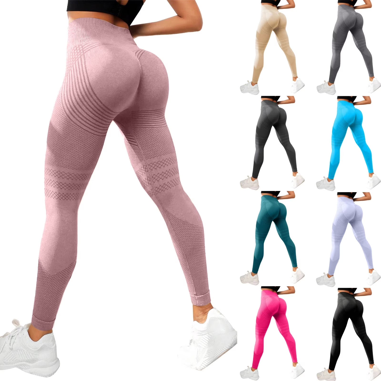 Scrunch Butt Lifting Leggings for Women Gym Seamless Workout Compression Leggings Tummy Control Butt Lift Yoga Pants Gray S