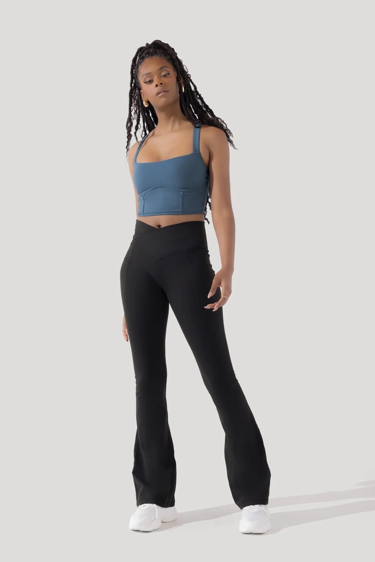 Crisscross Hourglass® Flared Legging with Pockets - Black
