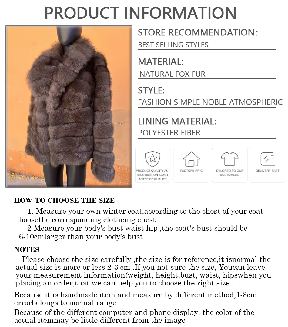 Women'S Clothing Genuine Fox Fur Jacket Natural Fox Fur Fluffy Coat Lapel Luxury Brands Women Short Real Fur Coat