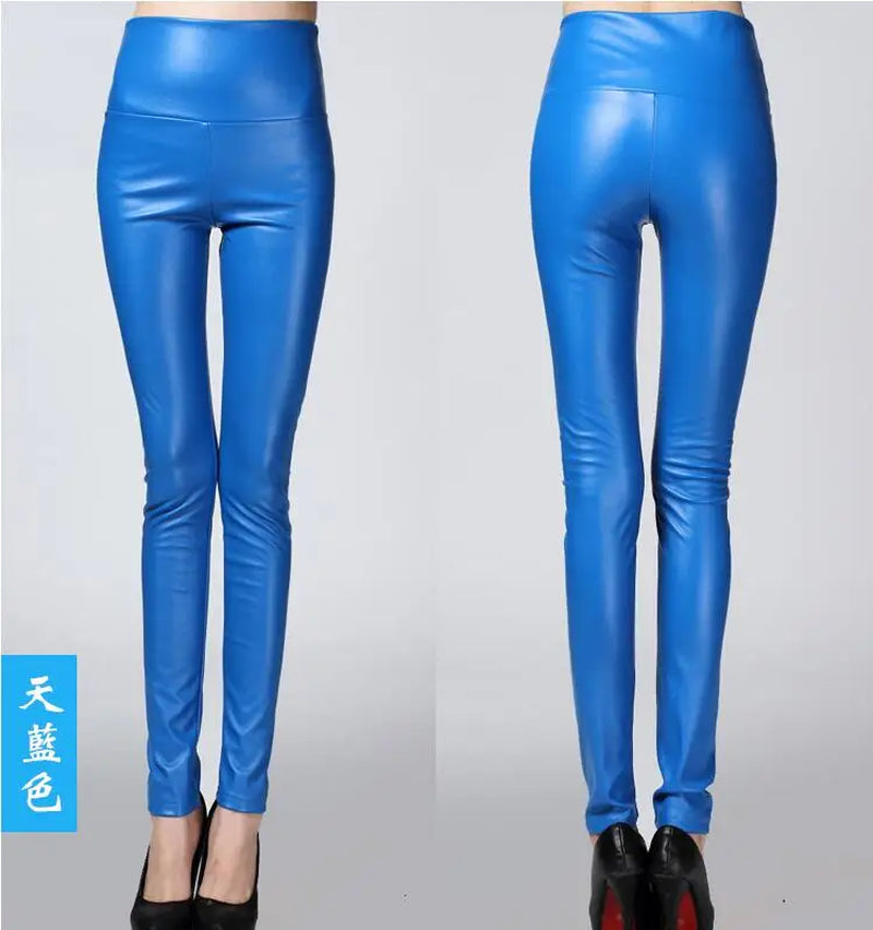 On Sale Autumn Winter Women Ladies Warm Legging Leather Pants Female High Waist Stretchable Pencil Skinny Y2K Trousers