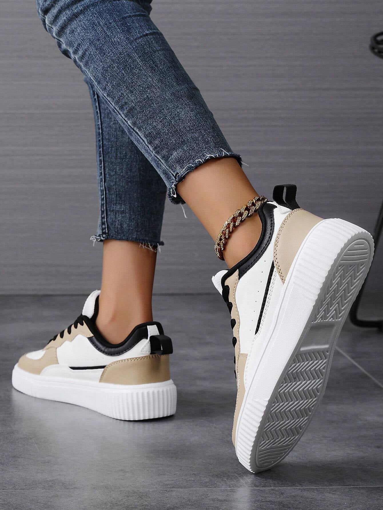 Fall/Winter Women'S Sports Shoes, Breathable Casual Sneakers Women Fashionable Lightweight Skate Shoes, Flat Skateboarding Shoes