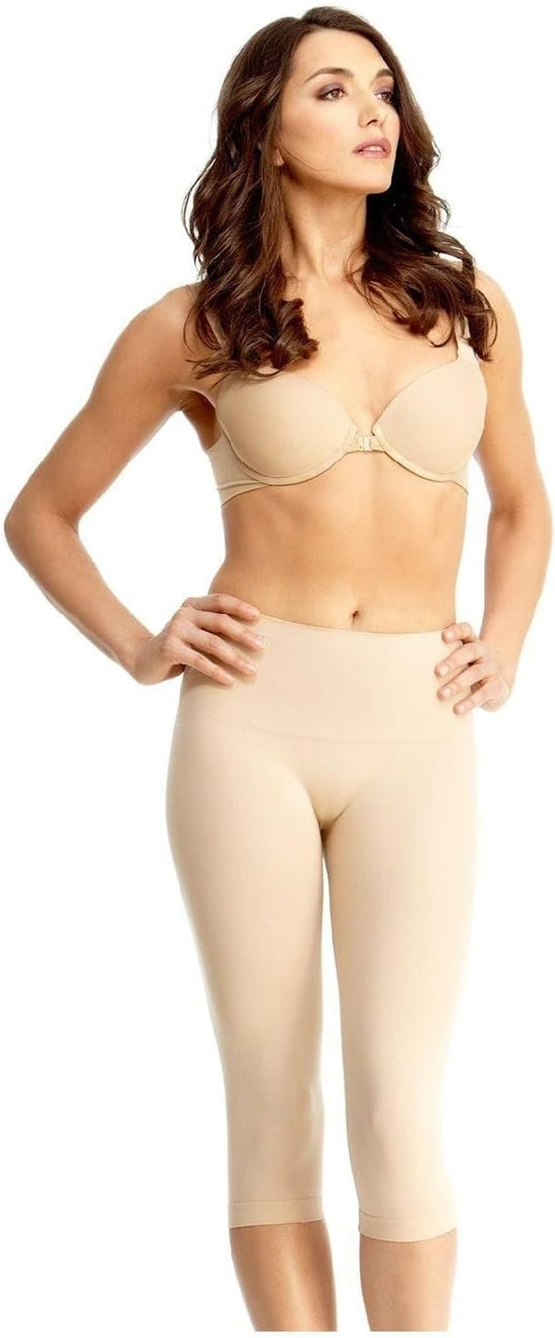 Shapewear Leggings, High Waisted Tummy Control Capri Shapewear, Comfortable Knee Length Body Shaper - S to Q2