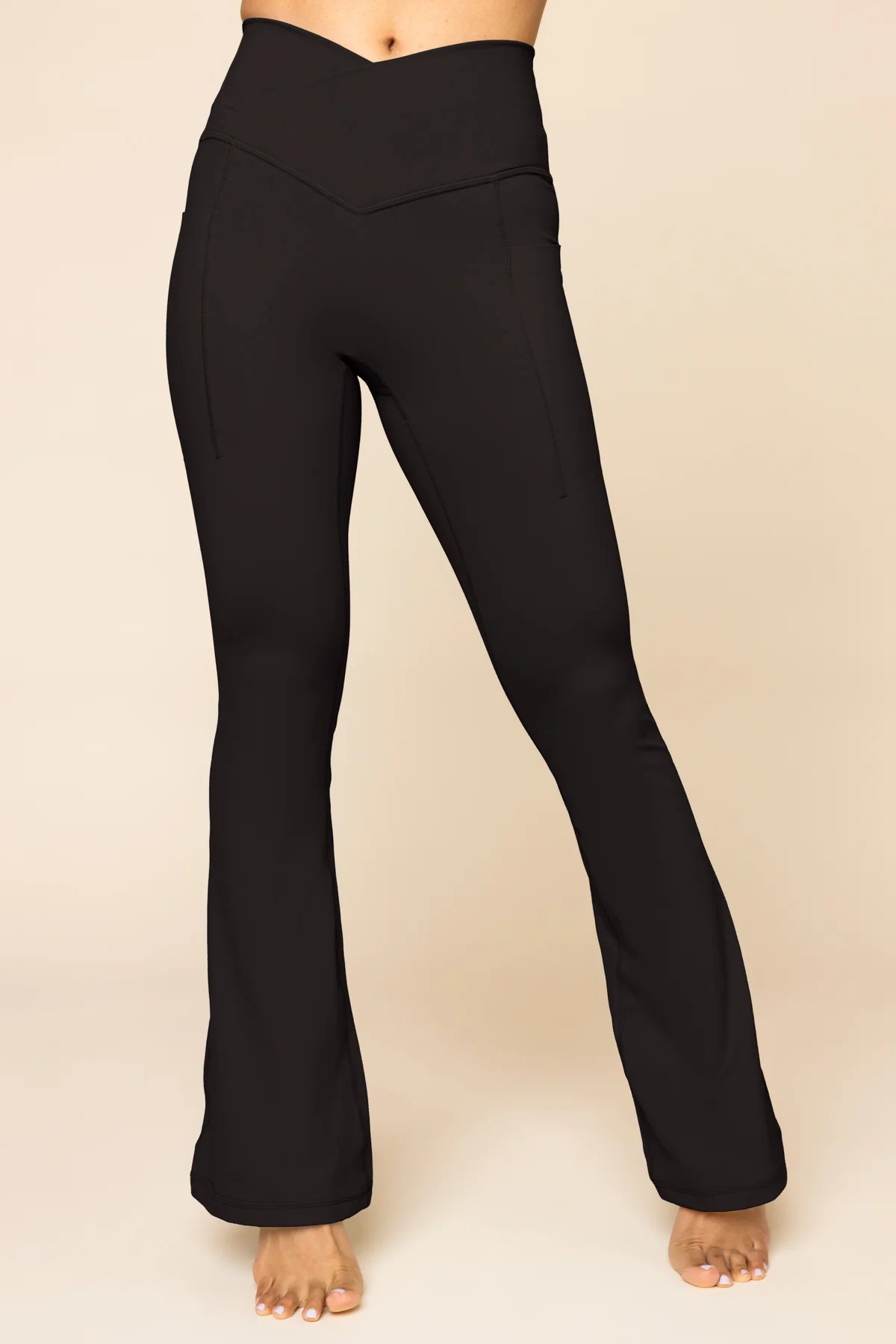 Crisscross Hourglass® Flared Legging with Pockets - Black