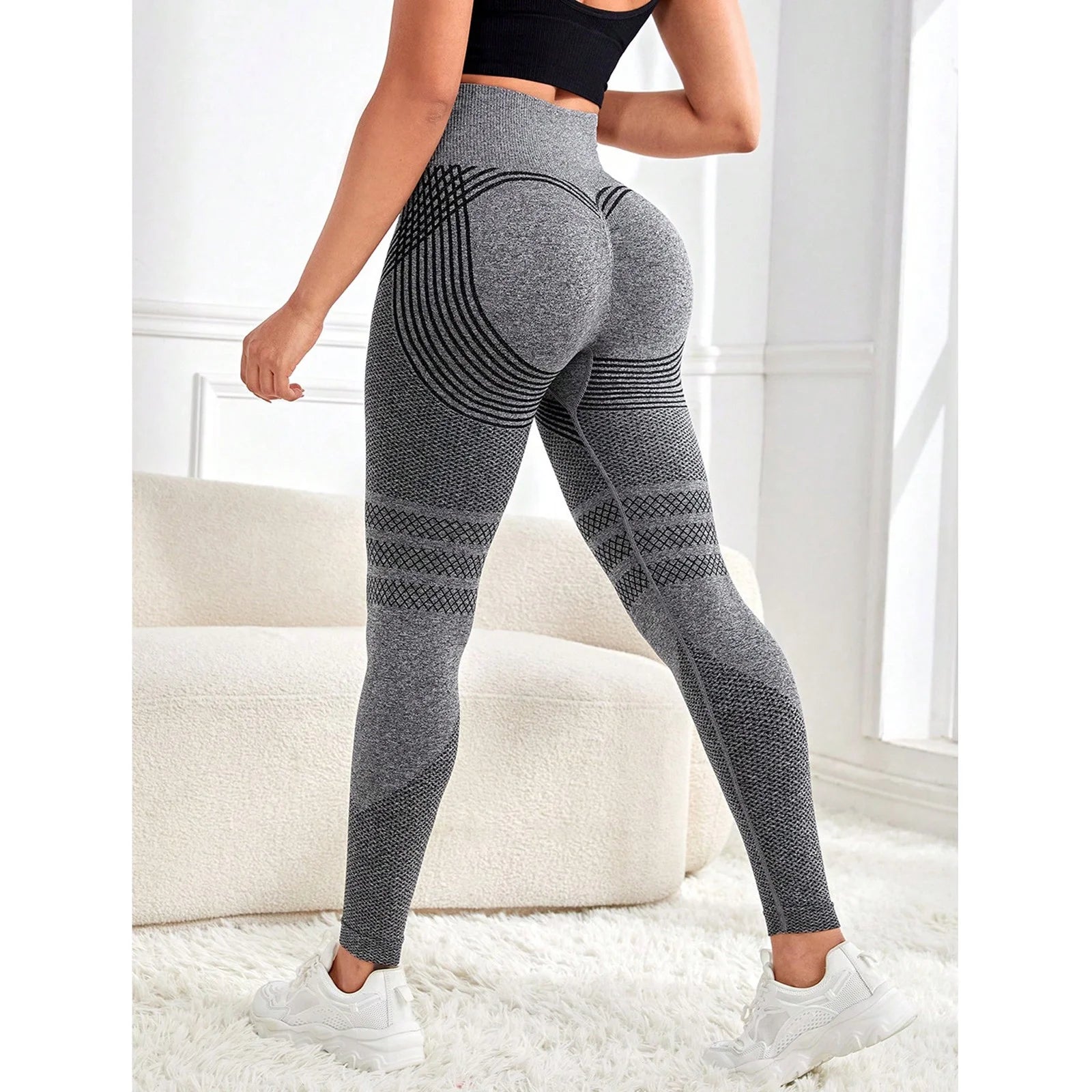 Scrunch Butt Lifting Leggings for Women Gym Seamless Workout Compression Leggings Tummy Control Butt Lift Yoga Pants Gray S