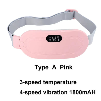 Electric Period Cramp Massager Vibrating Heating Period Pads Belt for Menstrual Colic Waist Stomach Abdominal Warm Palace Belt