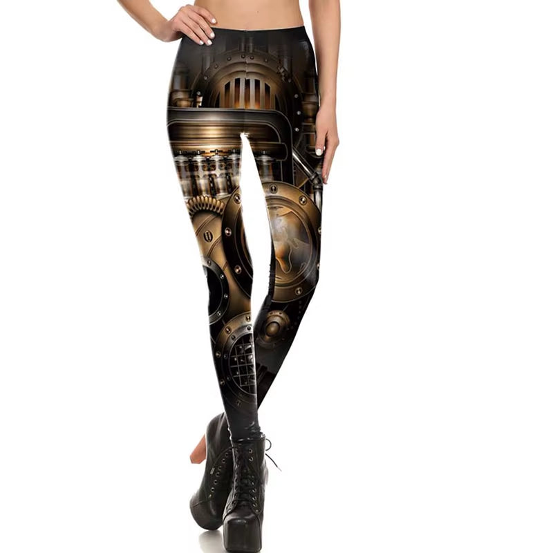 [You'Re My Secret] Fashion Women Leggings Mid Waist Sexy Slim Pants Steampunk Female Clothing Fitness Legging Trousers