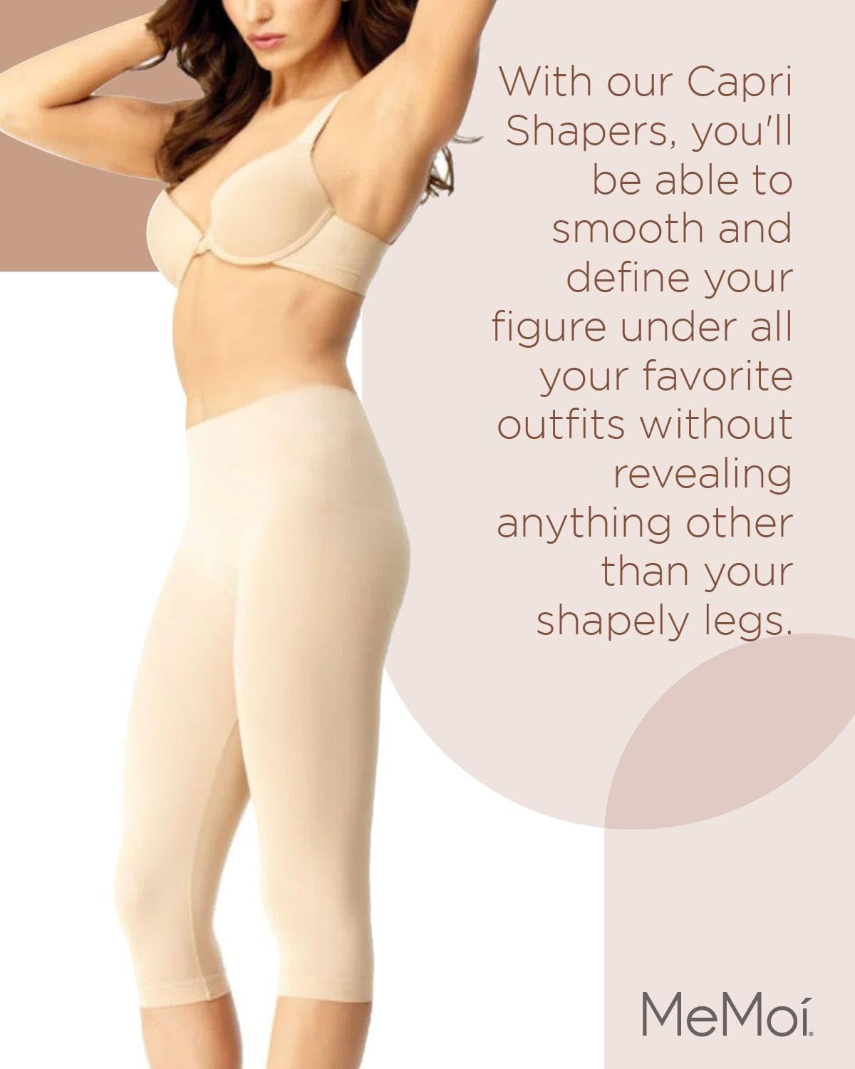 Shapewear Leggings, High Waisted Tummy Control Capri Shapewear, Comfortable Knee Length Body Shaper - S to Q2
