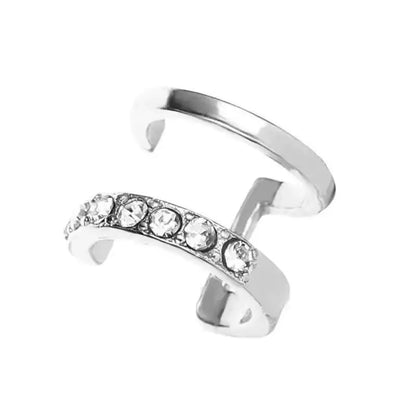 Korean Fashion Crystal Heart Ear Clip Earrings for Women Jewelry Ear Cuffs without Hole Single Double Layer Heart Fake Earrings