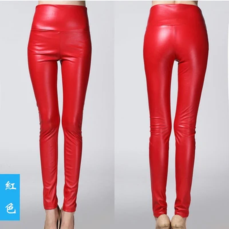 On Sale Autumn Winter Women Ladies Warm Legging Leather Pants Female High Waist Stretchable Pencil Skinny Y2K Trousers