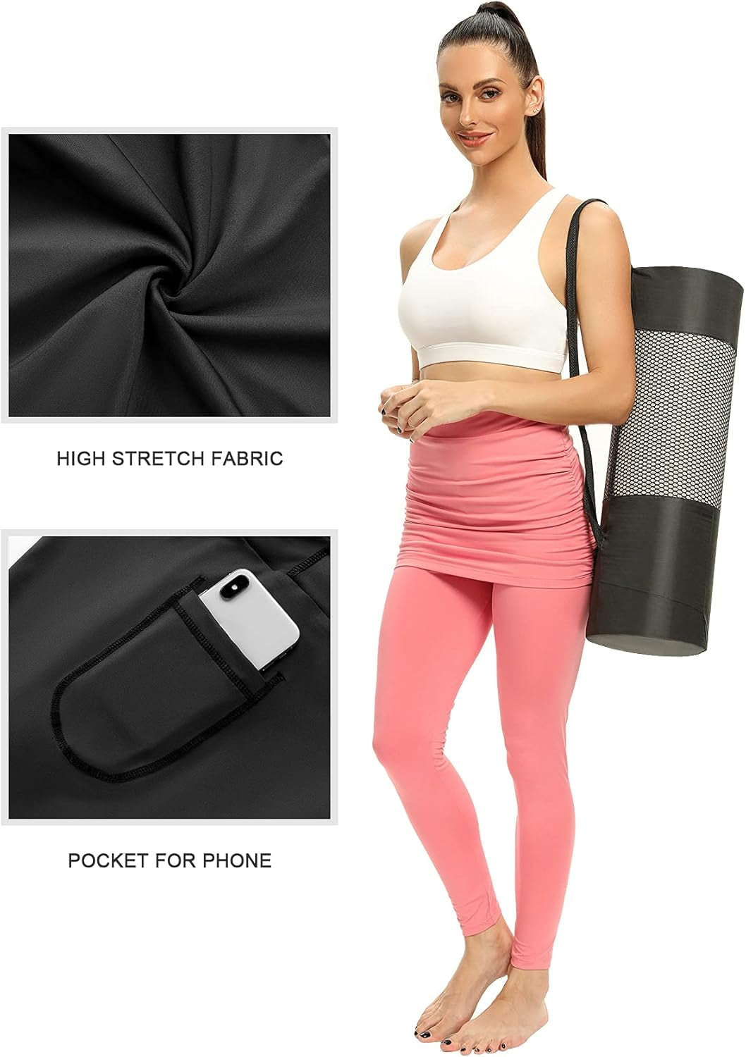 Womens Workout Tight Skirted Leggings for Women Legging Skorts Yoga Pants with Pocket