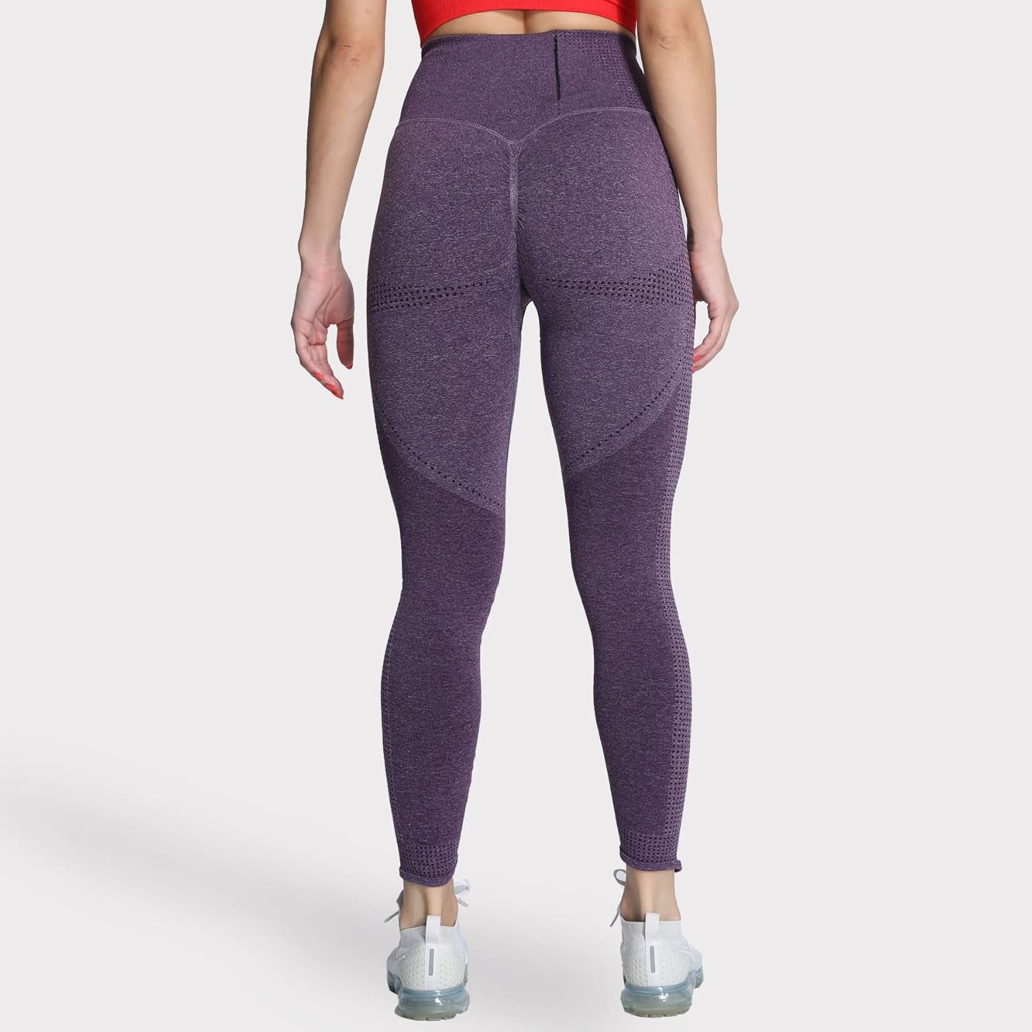 Women'S High Waisted Leggings with Pockets Seamless Scrunch Butt Lifting Workout Gym Vital Tummy Control Yoga Pants (Purple Marl, Medium)