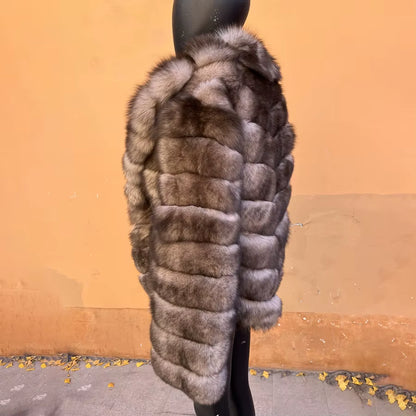 Women'S Clothing Genuine Fox Fur Jacket Natural Fox Fur Fluffy Coat Lapel Luxury Brands Women Short Real Fur Coat