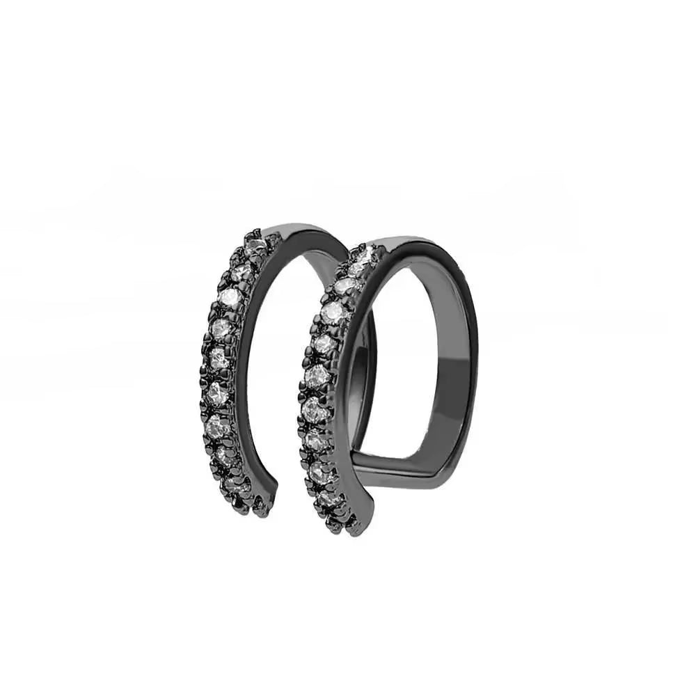 Korean Fashion Crystal Heart Ear Clip Earrings for Women Jewelry Ear Cuffs without Hole Single Double Layer Heart Fake Earrings