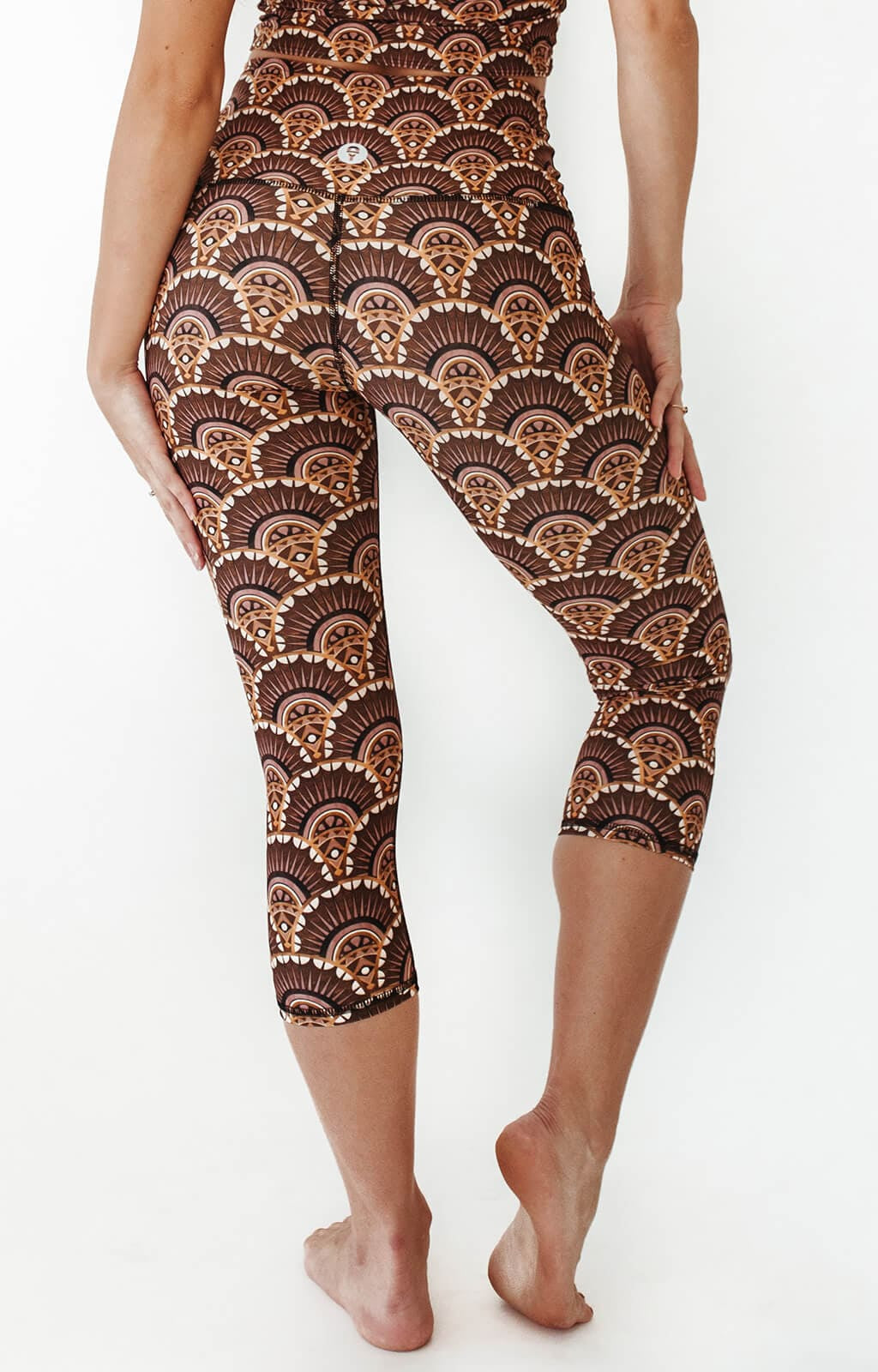 Art Deco Printed Yoga Crops | Eco-Friendly Performance Tights