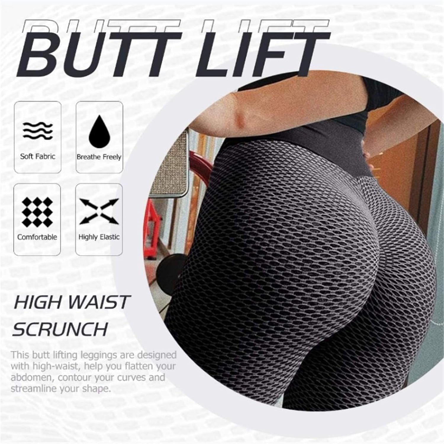 2Pcs Tiktok Butt Leggings, High Waist Yoga Pants for Women Tummy Control Workout Sport Tights(Black+Grey, XL)