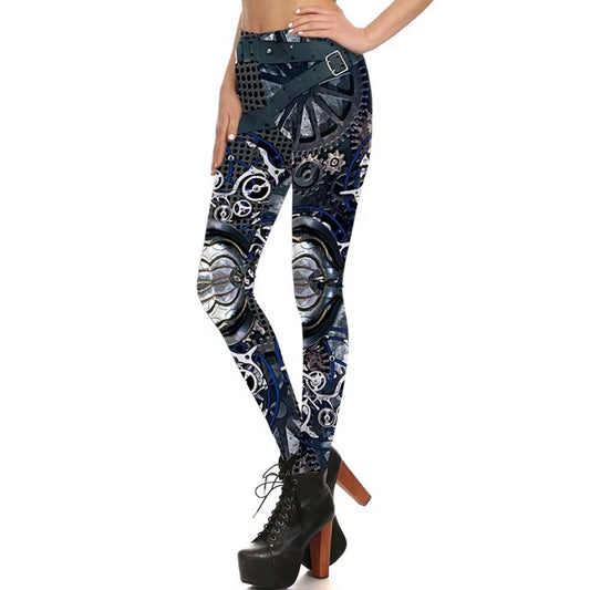 [You'Re My Secret] Fashion Women Leggings Mid Waist Sexy Slim Pants Steampunk Female Clothing Fitness Legging Trousers