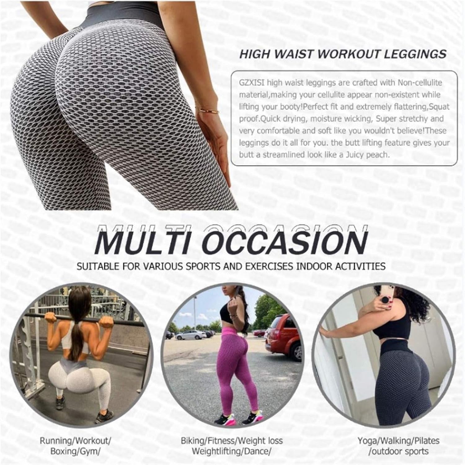 2Pcs Tiktok Butt Leggings, High Waist Yoga Pants for Women Tummy Control Workout Sport Tights(Black+Grey, XL)