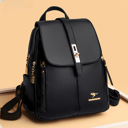 Luxury Women Leather Backpacks for Girls Sac a Dos Casual Daypack Black Vintage Backpack School Bags for Girls Mochila Rucksack