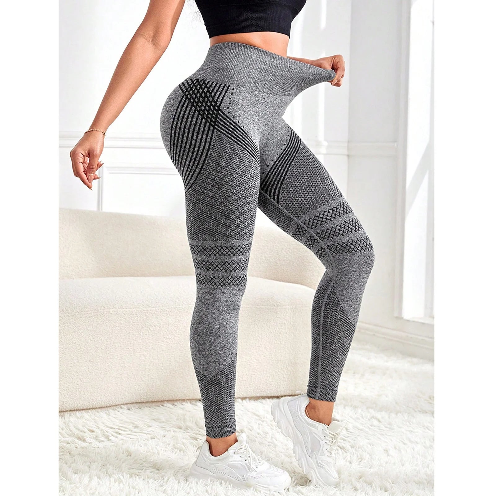 Scrunch Butt Lifting Leggings for Women Gym Seamless Workout Compression Leggings Tummy Control Butt Lift Yoga Pants Gray S