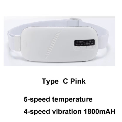 Electric Period Cramp Massager Vibrating Heating Period Pads Belt for Menstrual Colic Waist Stomach Abdominal Warm Palace Belt