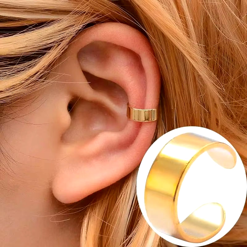 Korean Fashion Crystal Heart Ear Clip Earrings for Women Jewelry Ear Cuffs without Hole Single Double Layer Heart Fake Earrings