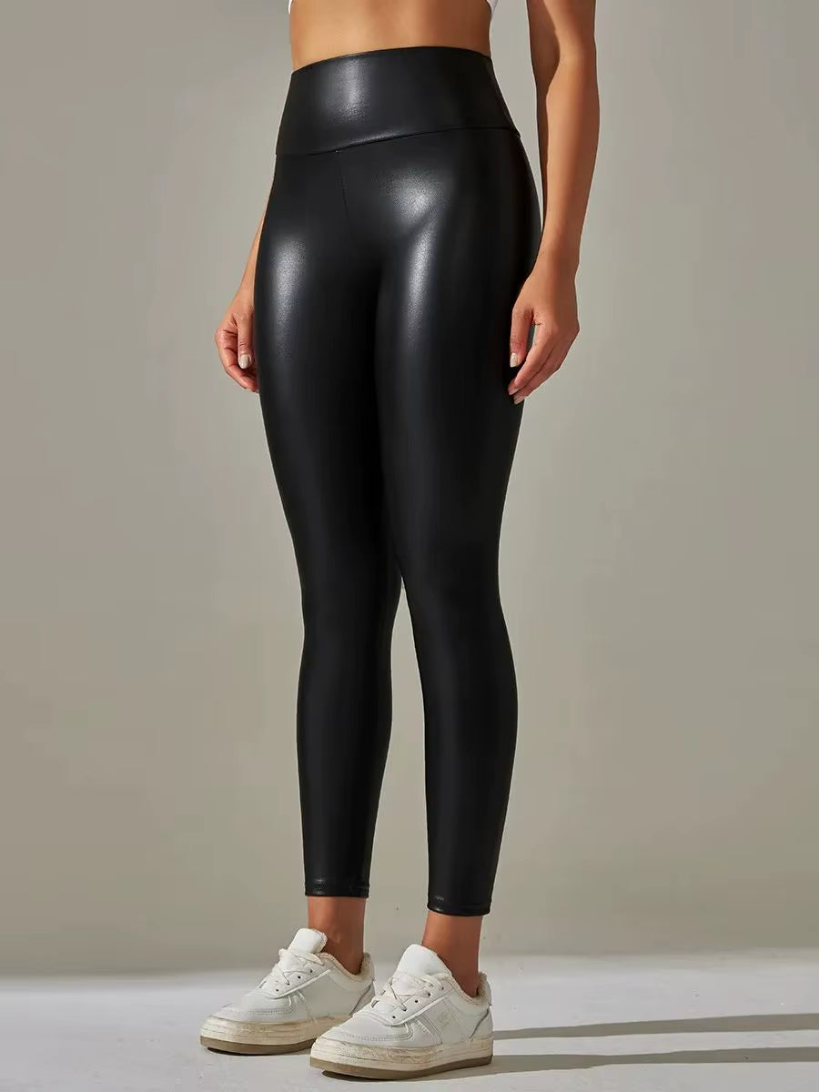 Winter Black Leather Leggings Women Skinny Push up High Waist Legging PU Pants Thin Velvet Trousers Stretch Sexy Leggins New In