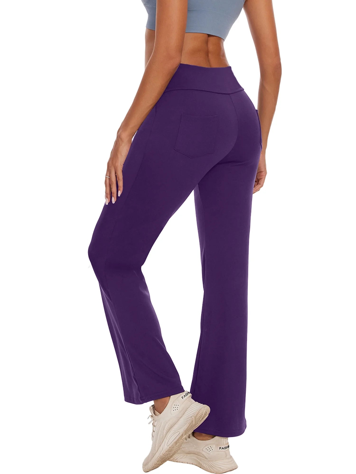 Womens Bootcut Yoga Pants with Pockets Flare Workout Legging High Waist Lightweight Bottoms Activewear Purple XL