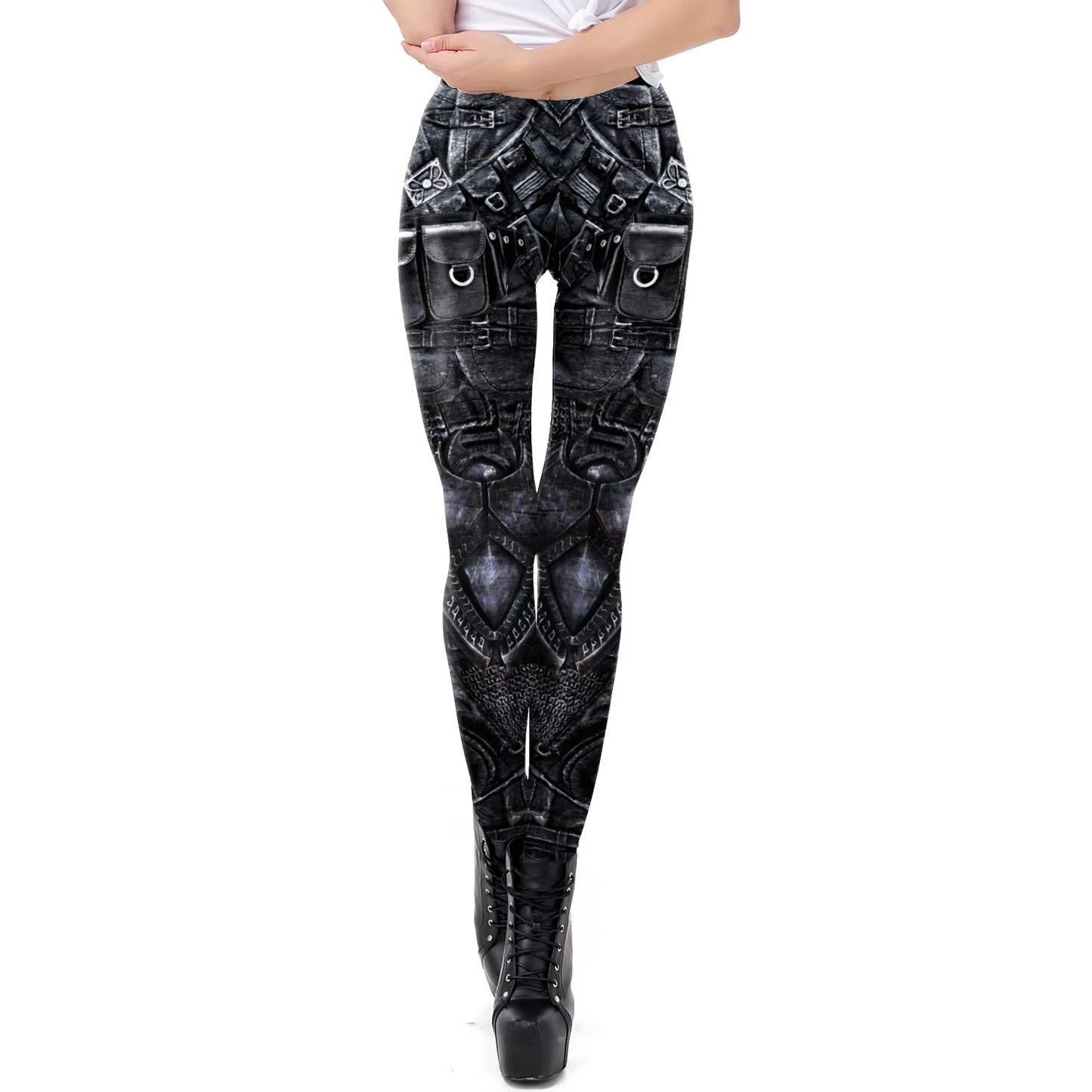 [You'Re My Secret] Fashion Women Leggings Mid Waist Sexy Slim Pants Steampunk Female Clothing Fitness Legging Trousers