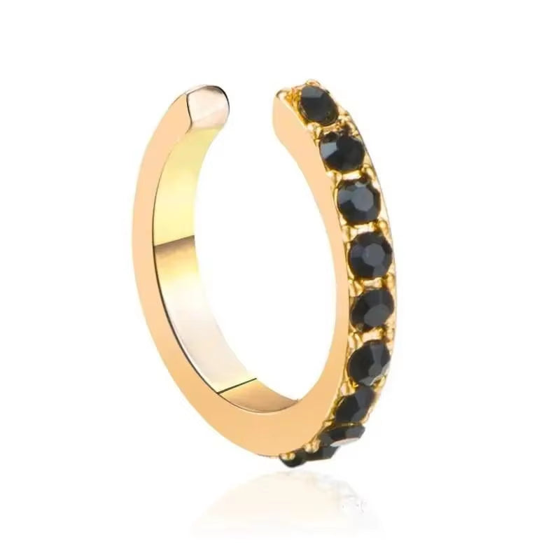 Korean Fashion Crystal Heart Ear Clip Earrings for Women Jewelry Ear Cuffs without Hole Single Double Layer Heart Fake Earrings