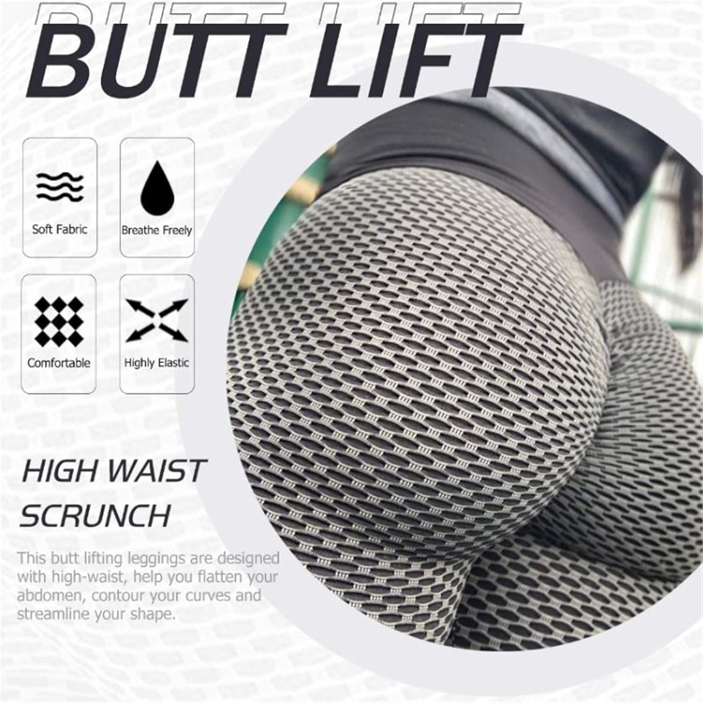 2Pcs Tiktok Butt Leggings, High Waist Yoga Pants for Women Tummy Control Workout Sport Tights(Black+Grey, XL)